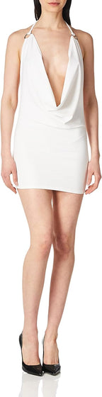 Roma Women's Plunge Mini Dress with Open Back and O-Ring Detail