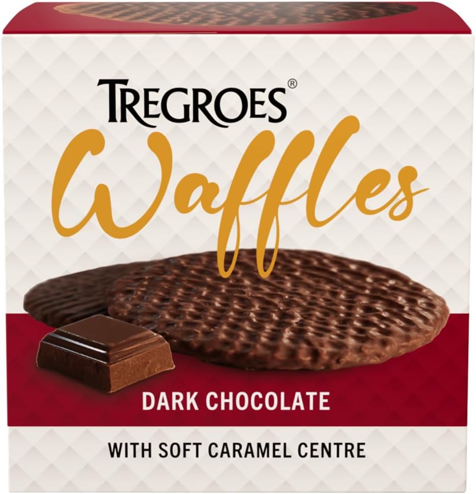 Tregroes Dark Chocolate Waffles with Soft Butter Toffee Center, 9.5 oz