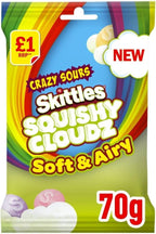 Skittles Squishy Cloudz Sour Sweets Fruit Flavoured Sweets Treat Bag 70g (Box of 14)
