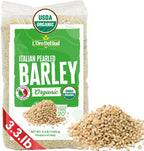 L’Oro del Sud - Organic Pearled Barley, 3.3 lb (1.5 kg) Italian Barley Whole Grain USDA Certified Mediterranean Diet Friendly, Product of Italy, (Barley)