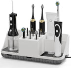 Boperzi Electric Toothbrush Holders with Cord Slots: Detachable Toothbrush and Toothpaste Holders, Large Tooth Brush Storage Caddy Set Drainage, Anti-Slip Bathroom Counter Organizer for Family, Kids