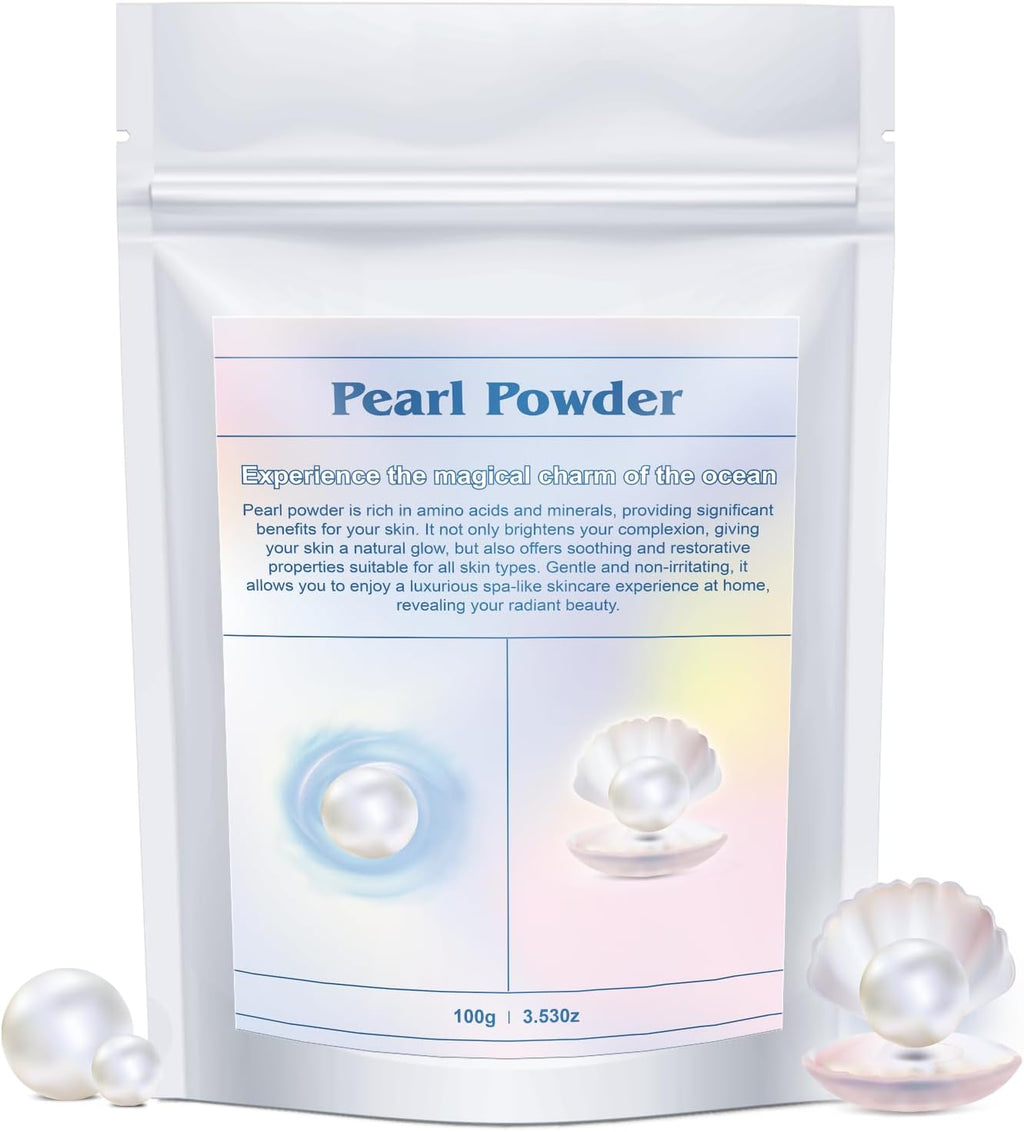 Pearl Powder Organic, 100% Natural DIY Skincare - Brightens, Whitens Skin, Anti-Aging, Firms Skin, Minimizes Pores, Hydrates, Antioxidant, Enhances Elasticity, Soothes, 100g (3.52oz)