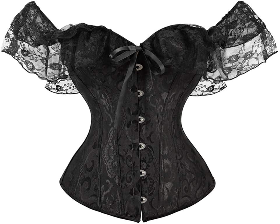 SHYMMUO Corset Top for Women Renaissance Steampunk Bustier Top Sexy Lace Up Corset Top Festival Pirate Halloween Costume