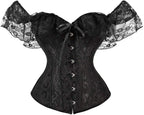 SHYMMUO Corset Top for Women Renaissance Steampunk Bustier Top Sexy Lace Up Corset Top Festival Pirate Halloween Costume