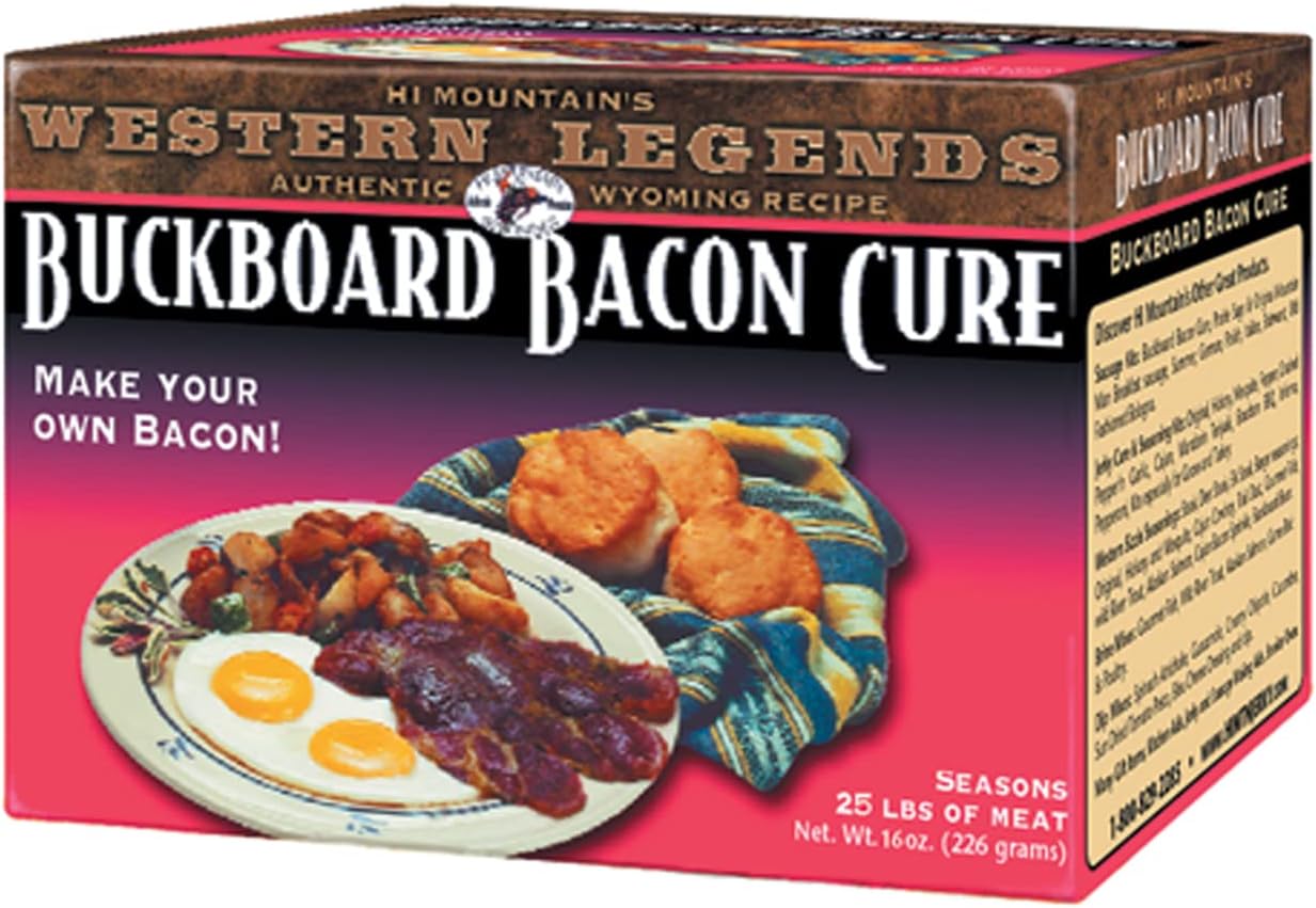 Hi Mountain Bacon Cure Seasoning Kit | BUCKBOARD BACON CURE | Pork, Deer, Elk & Venison Bacon Seasoning and Cure Kit | Makes up to 25 lbs