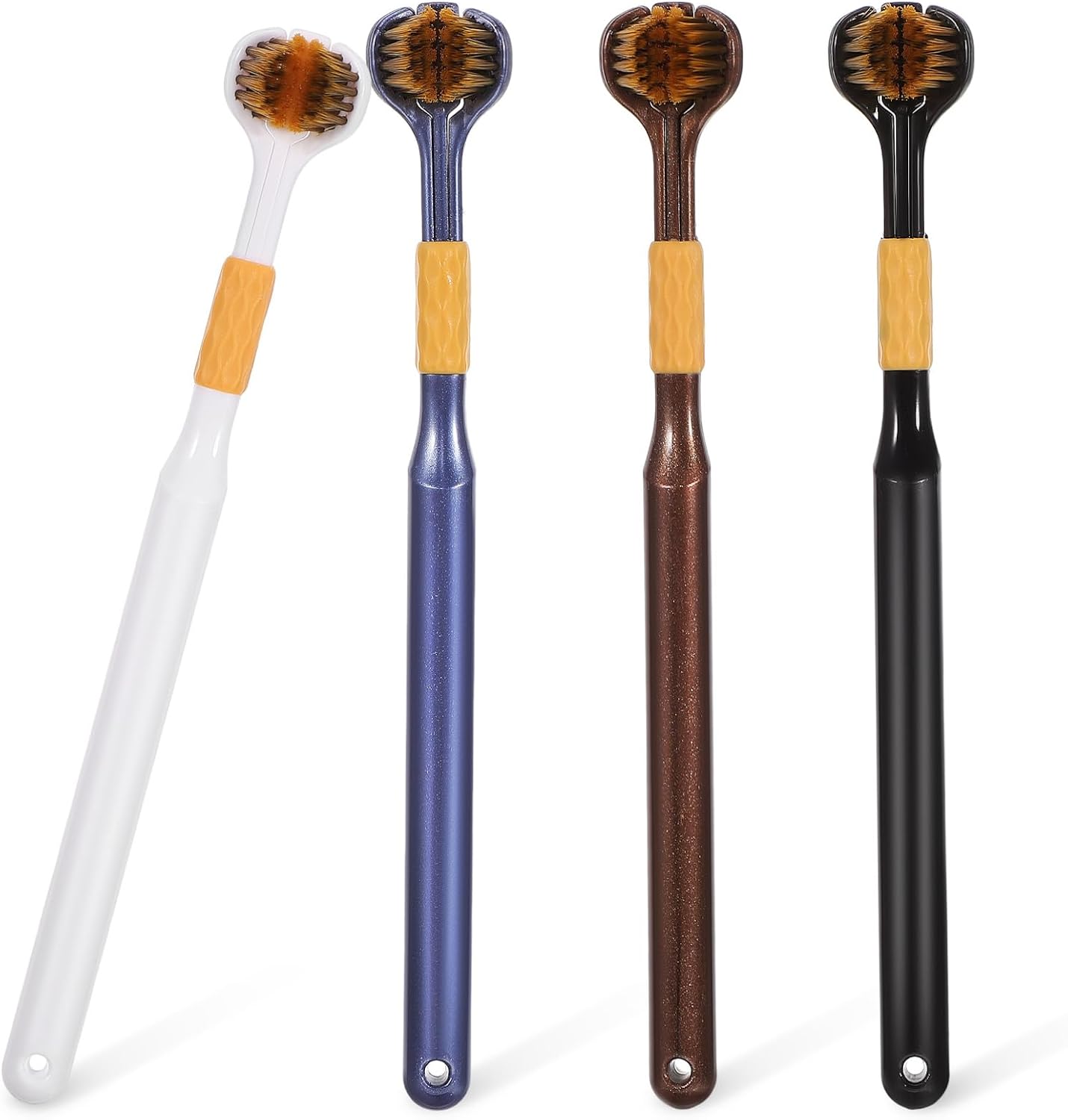 Beaupretty 4 Pcs Three Sided Toothbrushes for Adults, Soft Bristle Multi Face Toothbrush, Ergonomic Handle, Ideal for Home and Travel, Multi-Color