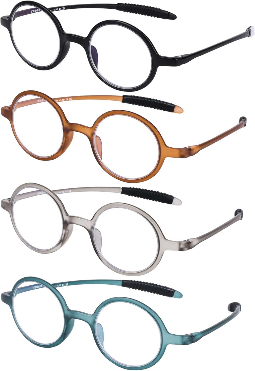 DOOViC Round Reading Glasses Blue Light Blocking Readers Flexible Lightweight Fashion Design Round Readers for Women Men 2.25