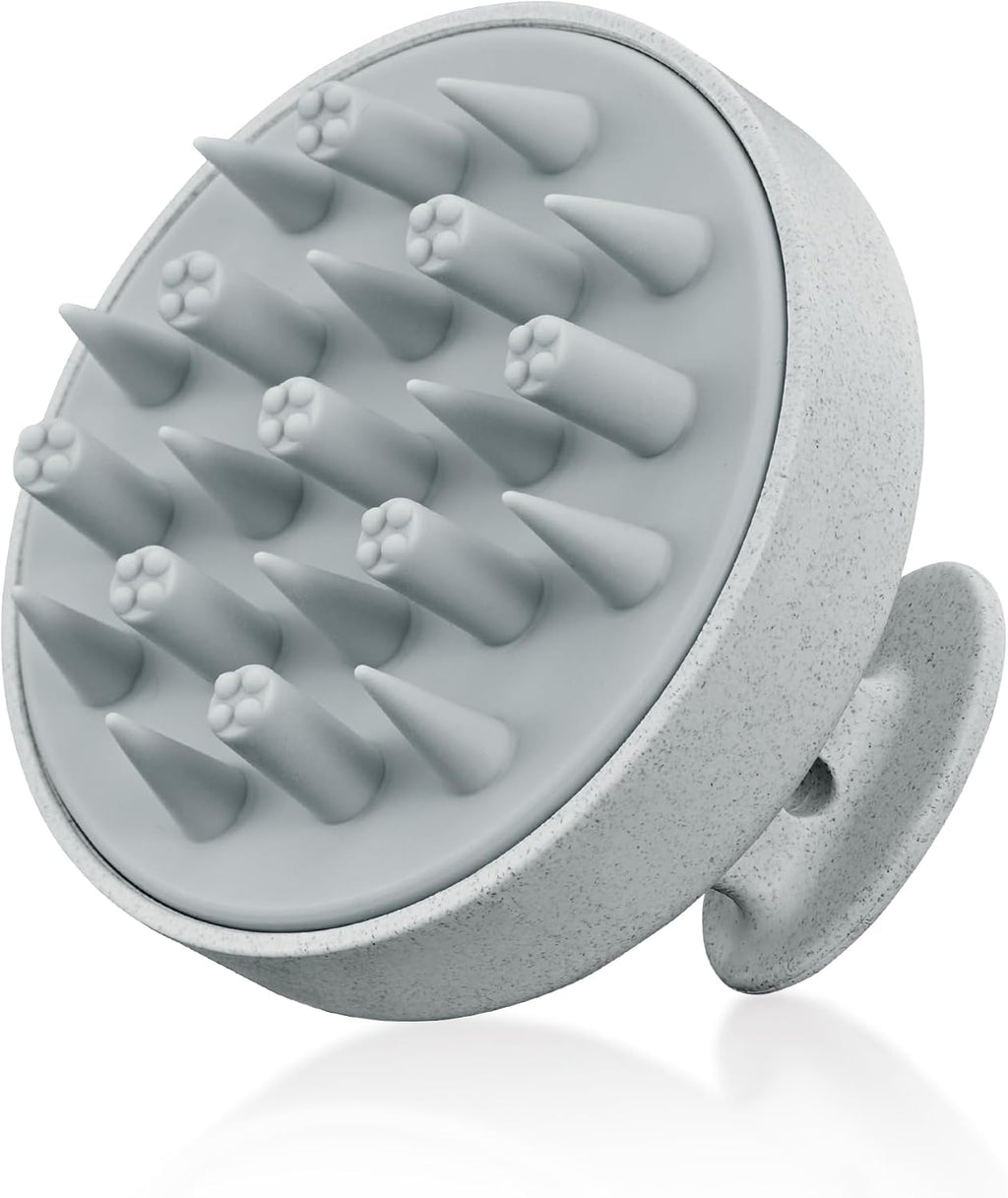 HEETA Hair Scalp Massager for Hair Growth, Shampoo Brush, Scalp Scrubber Exfoliator with Soft Silicone Bristles for Dandruff Removal to Relieve Stress, Wet Dry Use Updated Material, Grey