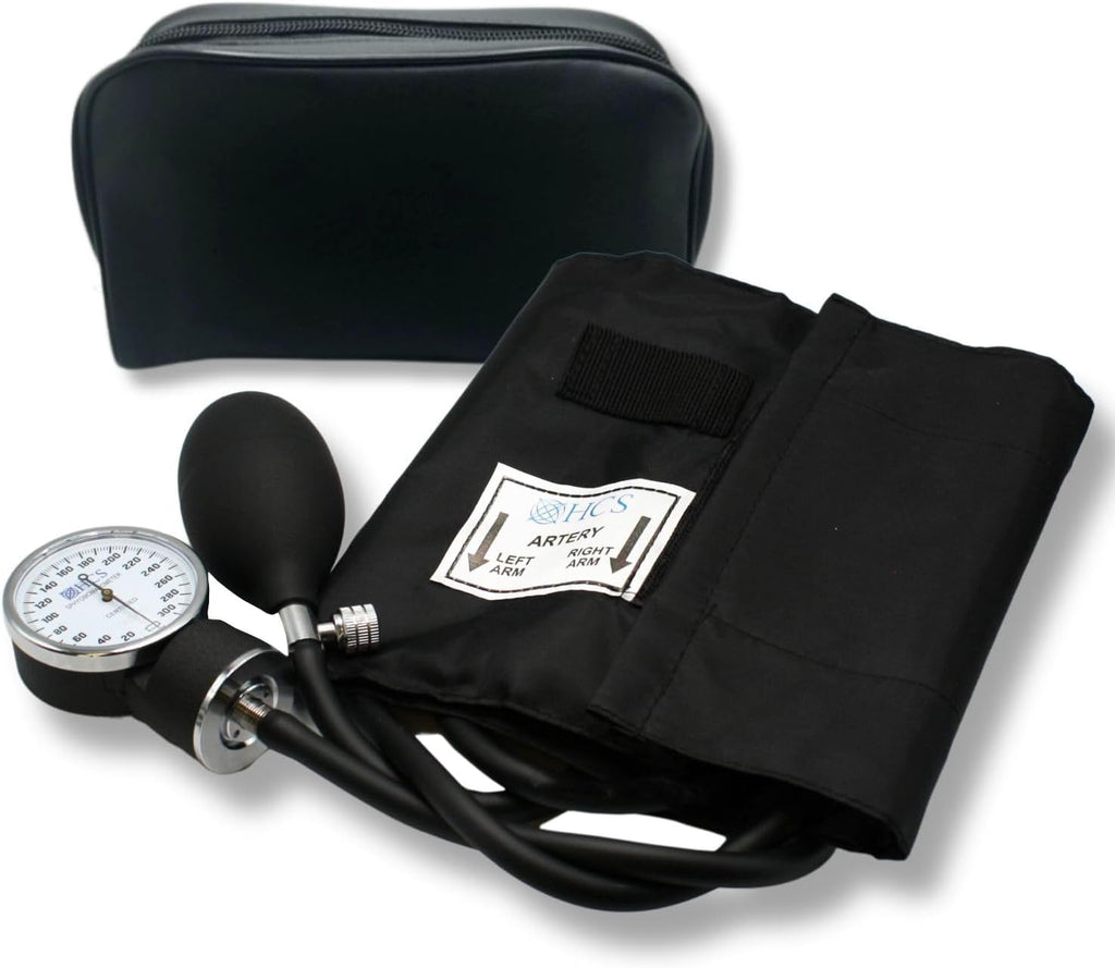 HCS Extra Large Blood Pressure Cuff, Manual - Adult BP Cuffs - XL Manual Blood Pressure Cuff Arm Monitor - Aneroid Sphygmomanometer - Medical Grade, Home Use, Elderly Care - w/Carrying Case