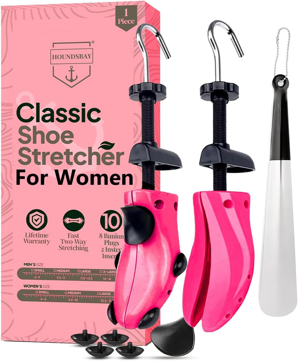 HOUNDSBAY Plastic & Wooden Shoe Stretchers - Adjustable Shoe Widener Expander for Men and Women