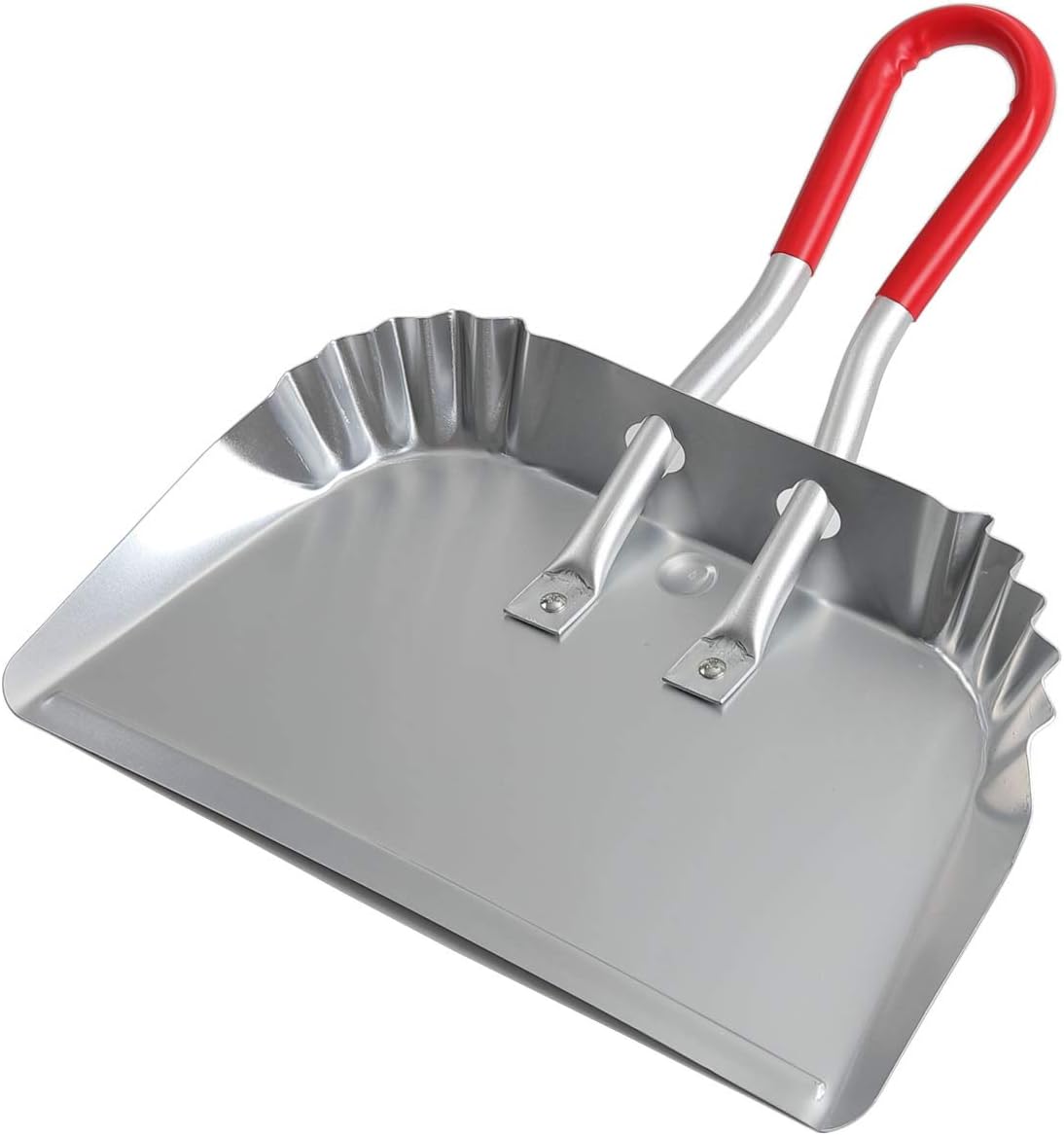 TOP DOG Metal Dustpan 17”, Aluminum Dust Pans Heavy Duty Does not Chip or Bend Sheet Metal Edge Flat Against Floor for Small Item Sweeping Rubber Coated Easy to Grasp Handle (1pcs)