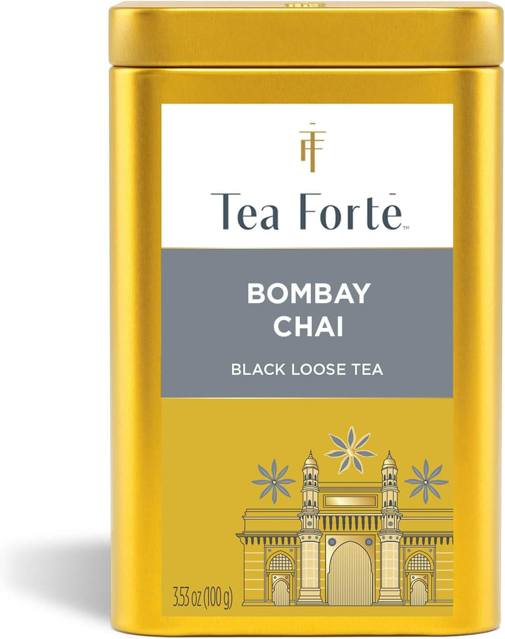 Tea Forte Bombay Chai Premium Loose Leaf Caffeinated Black Tea Blend Canister, Makes 35-50 Cups