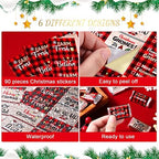 Zonon 90 Pieces Christmas Candy Bar Decoration(No Candy), Red and Black Plaid Mini Chocolates Bar Wrapper Stickers Merry Christmas Party Favors for Neighbors Xams Holiday Party Decoration