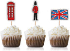 London Cupcake Toppers Picks, 24-Pack Baby Shower Or Birthday British UK Party Supply Decorations