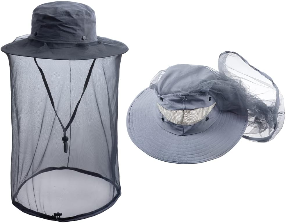 Mosquito Head Net Hat - Bug Cap Veil Mesh Protection with Hidden Netting for Dog Grooming Beekeeping Hiking Women