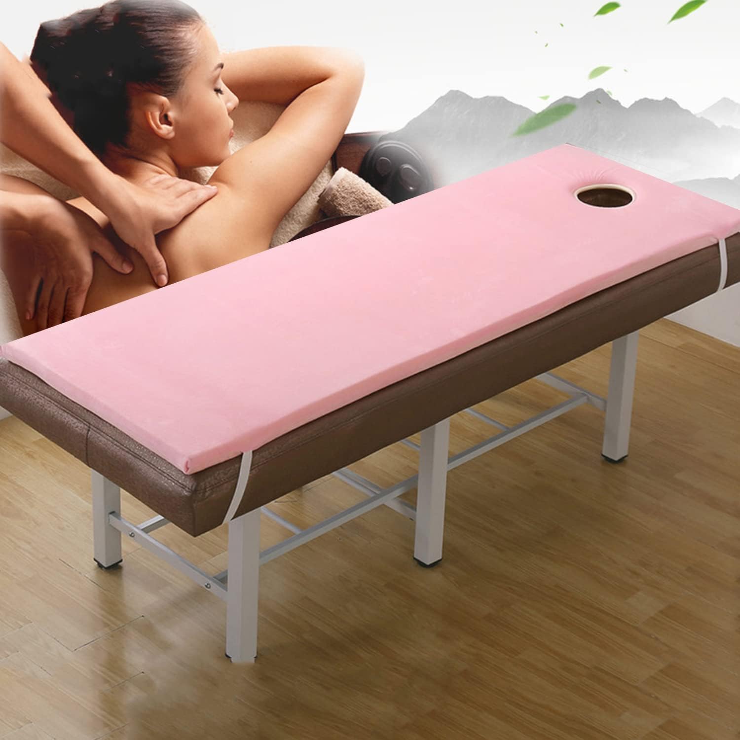 KKCD Beauty Salon Mattress with Removable Cover Massage Table Mattress Protector with Breath Hole Non-Slip Spa Bed Mattress Pad Plush Lash Bed Cushion Only (Without Bed),Pink 3cm,75x190cm