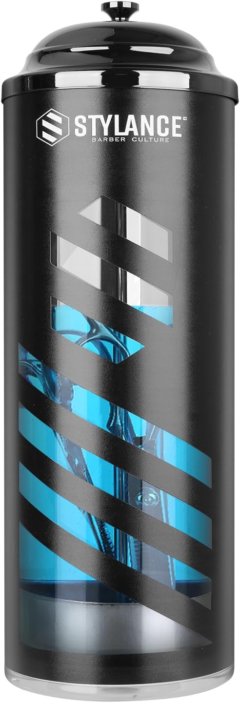 Barber Disinfecting Jar, Acrylic Disinfectant Container with Removable Basket, Disinfectant Acrylic Jar for Manicure & Spa Implements, Combs & Shears, Salon 37 oz