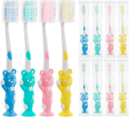 Toothbrushes for Kids In Bulk, Individually Wrapped Disposable Toothbrush Cute Manual Soft Bristles Children Toothbrush With Cover Suction Cup Toddler Toiletries Set for Home/School/Travel (8 Pack)