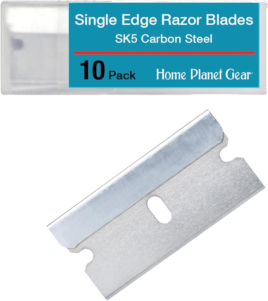 Single Edge Razor Blade 10 Pack - Straight Edge Razor - Ten Sharp Flat Blades in Convenient Storage Box - Oven Scraper Razors Refills - Heavy Duty Single Sided