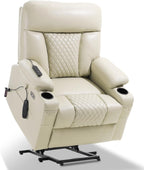 EONIX Small Power Lift Recliner Chair for Elderly with Heat and Massage, 400lbs Heavy Duty Electric Recliner Chairs for Adults with Cup Holders and USB Charging Ports, SLRY019020, Cream White