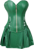 DKCHENH Women's Punk Rock Faux Leather Steampunk Corset gothic bustier skirt set costume
