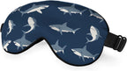 Shark Sleep Eye Mask Eye Cover Wild Fish Set Ocean Dark Blue Silk Eye Mask for Sleeping with Adjustable Strap for Travel Nap Shift Work Office