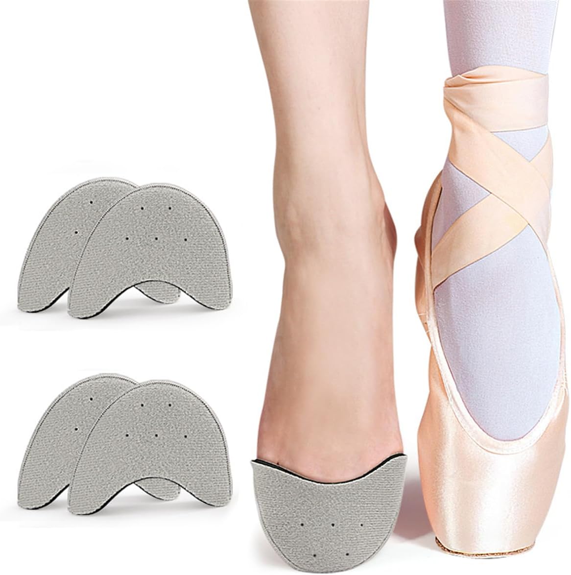 Toe Pouches Pads, 2 Pairs Breathable Ballet Dance Pointe Shoe Socks Toe Pads, Ballet Toe Protector Cushion Toe Sleeves, Soft Anti-Slip Toe Covers Caps for Women Girl, Protect Toe, Pain Relief (M)