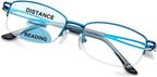 LianSan Metal Zero Top Progressive Multifocus Reading Glasses - for Women Half-Rim Blue Light Blocking Readers Clear Top Blue 2.50
