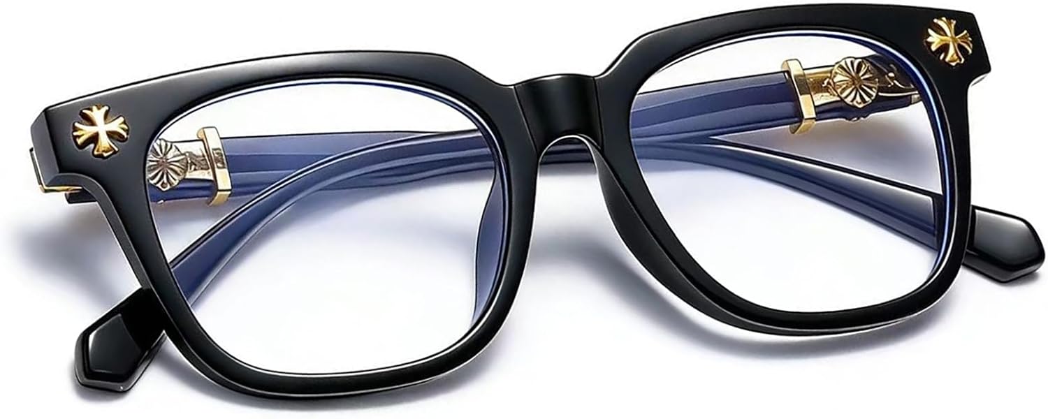 Retro Square Frame Blue Light Blocking Glasses for Men Women Clear Lens Fashion Glasses Non Prescription Eyeglasses