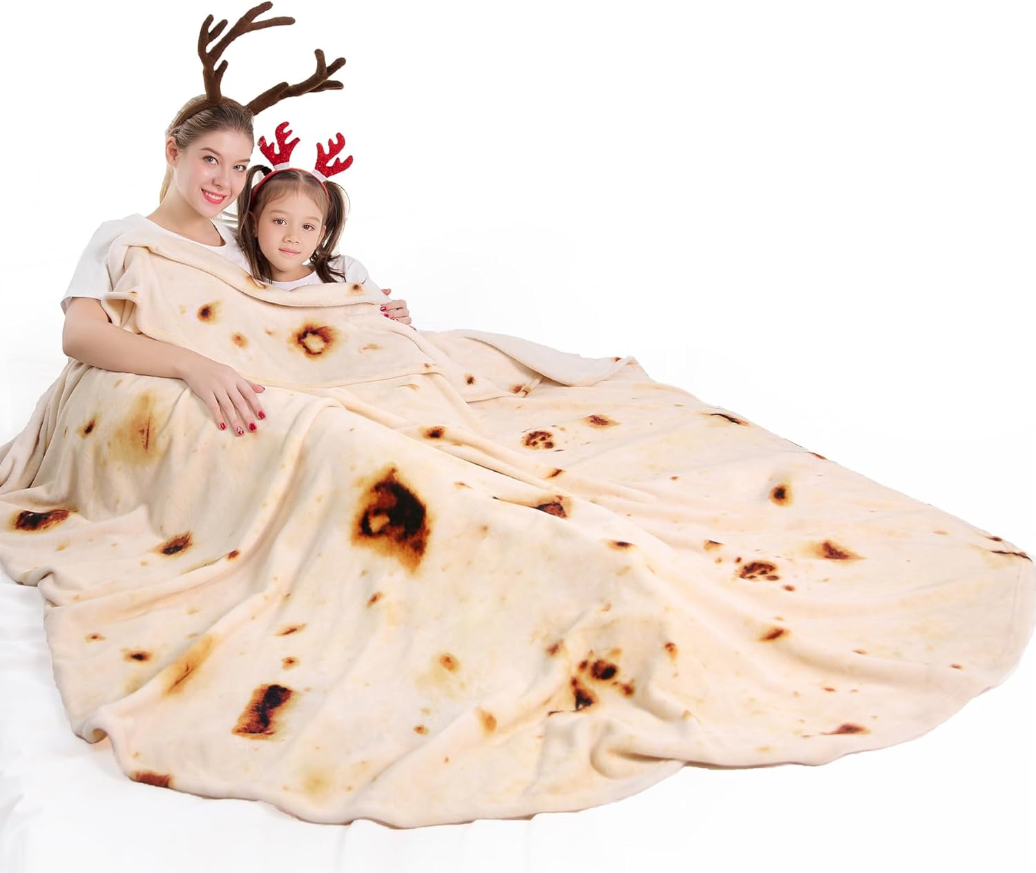 Mermaker Burrito Tortilla Taco Blanket 71 inches for Adult Kids, Realistic Tortilla Throw Blanket Funny Gifts for Women Men Teen Boy Girl, Soft Flannel Food Blanket for Christmas Birthday Gifts-Yellow