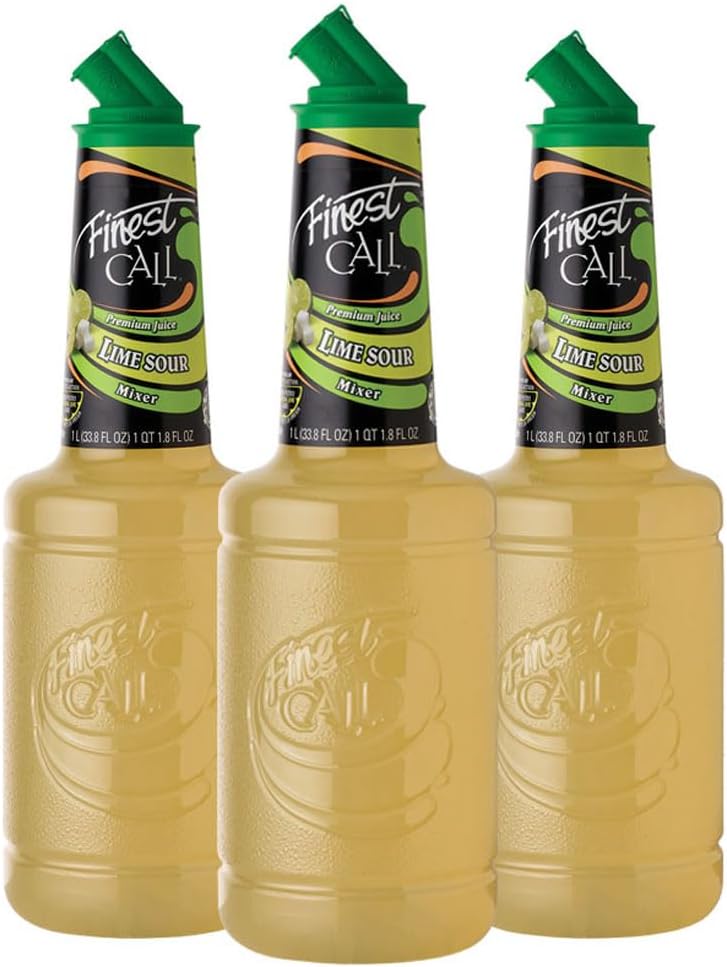 Finest Call Premium Juice Lime Sour Drink Mix, 1 Liter Bottle (33.8 Fl Oz), Pack of 3