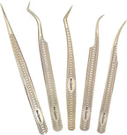 Ms.Queen Lash Tweezers for Eyelash Extension-Professional Lashing Tweezers for Mega Volume Mink Eyelashes Extensions Applying,5PCS Set
