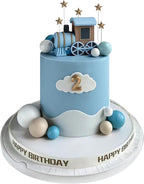 18PCS Train Cake Toppers Balls Cake Decorations with Star Cake Toppers for Boy Girl Baby Shower Train Theme Birthday Party Decorations (Blue)