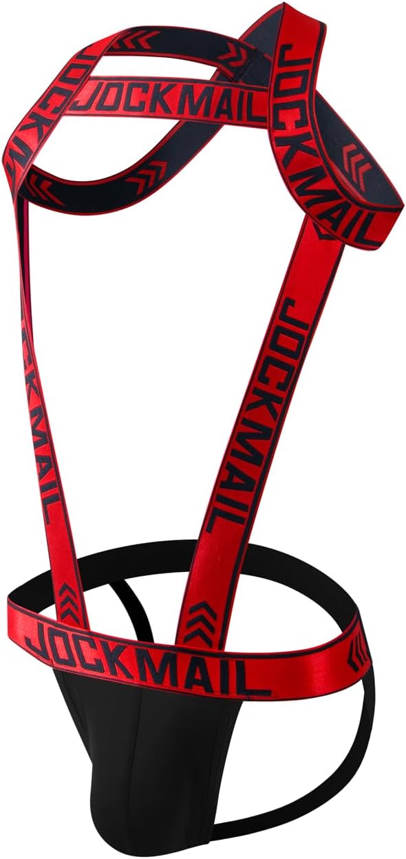 Mens Harness Sport Shoulder Strap with Jock Strap Fitness One-piecs Harness with Jockstrap Bodysuit