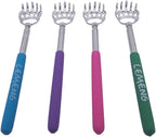 CERRXIAN (4-Pack) Telescoping Back Scratcher, LEMENG Portable Extendable Telescopic Bear Claws Metal Back Scratchers - Hand Massager Backslap with Rubber Handles