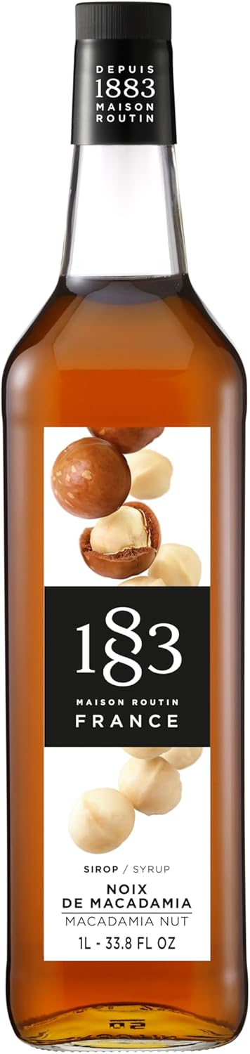 1883 Macadamia Nut Syrup for Drinks, Made in France, 1 Liter Glass Bottle