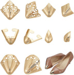 FINGERINSPIRE 10PCS High Heel Toe Protection 5 Styles Light Gold Metal Shoes Pointed Protectors Iron Toe Cap Covers Toe Protectors for Pointed Toe High-Heeled Shoes Shoes Protection Repair Decoration
