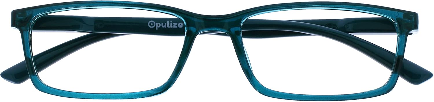 OPULIZE SEE Reading Glasses with Blue Light Blocking for Women and Men, Narrow Frame, Spring Hinges, Computer Gaming Glasses, Turquoise +2.5 (Pack of 1)