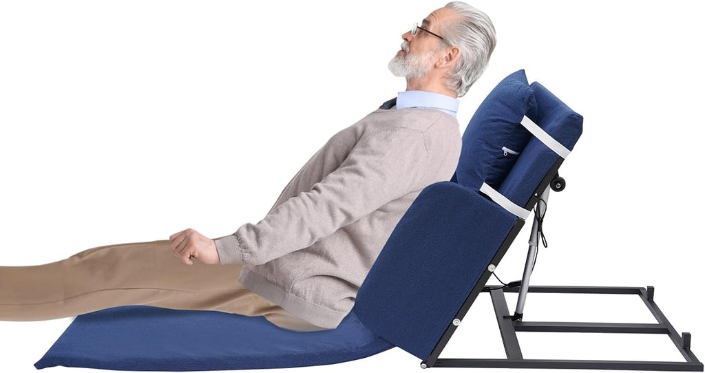 Electric Lifting Backrest for Bed,Soft Cushion, 600W 2-80° Adjustable Portable Electric Lifting Backrest with Armrests,330 lbs Capacity for Easily Getting up, Pregnant Women and Patients (Blue)