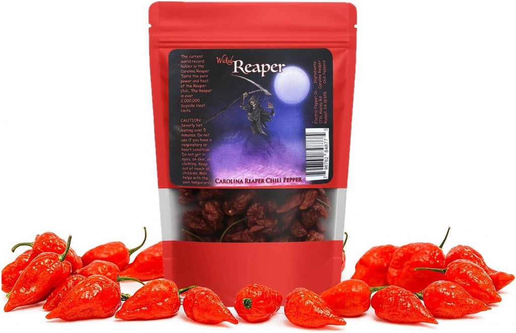Wicked Reaper Carolina Reaper Chili Peppers, Whole Dried, 10 + 2 Free