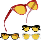 Eyekepper 4 Pack Oversized Blue Light Filter Glasses Women Cat Eye Computer Reading Glasses Amber Tinted +1.25