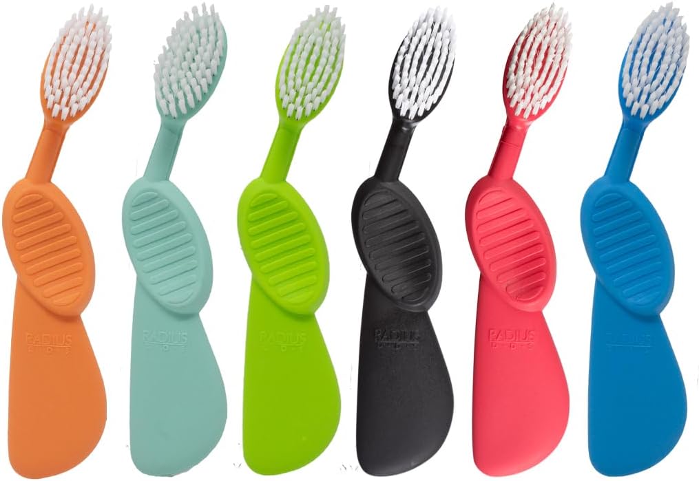 RADIUS Flex Brush with Soft Bristles Toothbrush BPA Free & ADA Accepted Designed to Improve Gum Health & Reduce Issues - Right Hand - Assorted - Pack of 6