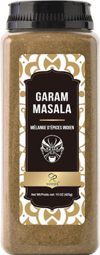 Soeos Garam Masala, 15 oz (425g), Garam Masala Powder, Indian 8-Spice Blend, Salt-No, Vegan, No Colors, Gluten Friendly, Non-GMO, Masala Seasoning, Garam Masala Bulk