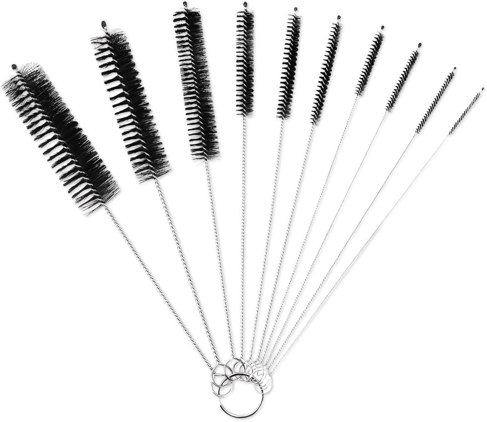 10 Pieces Nylon Cleaning Brush Set, Tube Bottle Straw Washing Cleaner Bristle Kit Tool Black