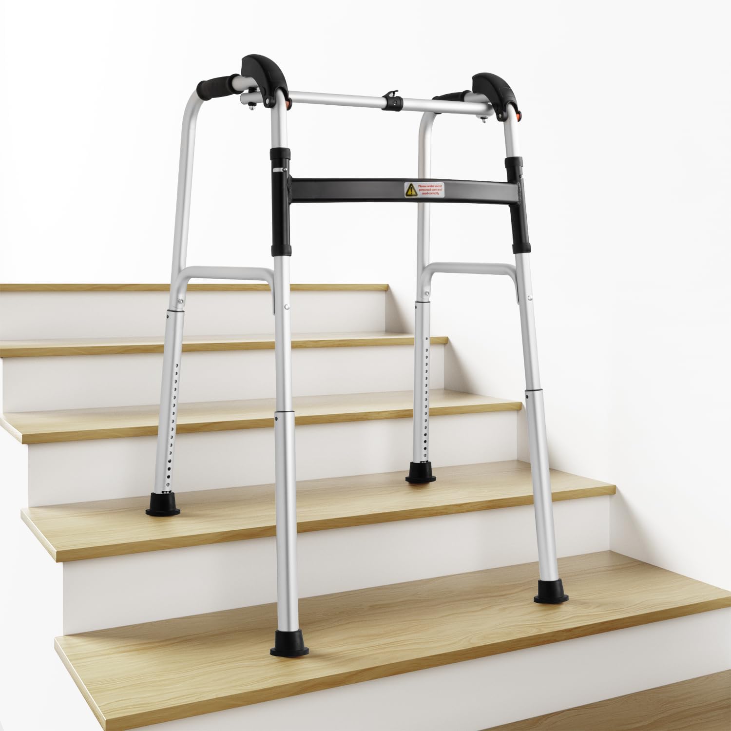 Foldable Stair Climbing Walker for Seniors, Adjustable 4-Leg Height for Safety and Convenience