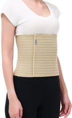 Abdominal Binder Post Surgery - Premium Belly Band for Stomach Support & Compression - Promote Recovery for Postpartum, Hysterectomy, Tummy Tuck, Hernia - Durable No-Fray Belly Wrap Waist Band (Size M 30" - 45", 9" High, Beige)