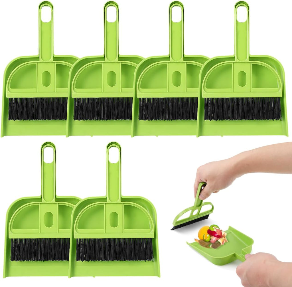 Healifty 18 Pack Mini Dust Pan and Brush Set, Small Broom and Dustpan with Handle for Pets Kids Desk Home Camping Hand Cleaning Supplies