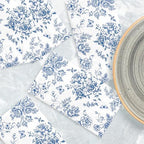 100pcs Blue Floral Napkins Disposable Hand Towels for Bathroom 3 Ply Blue and White Guest Decorative Paper Napkins for Bridal Tea Wedding Birthday Party Supplies Table Decorations