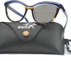 progressive multifocal glasses transition sunglasses photochromic reading glasses ladies far and near dual use (blue leopard, +2.5)