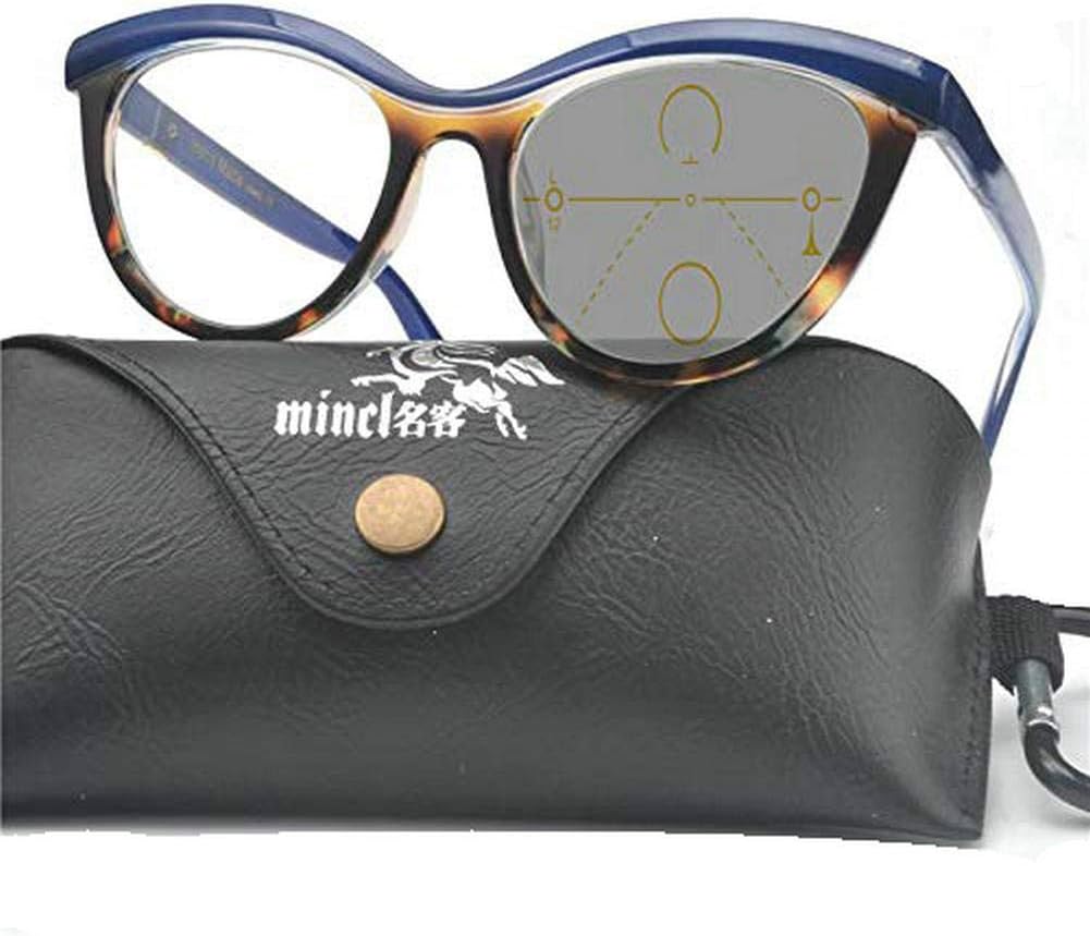 progressive multifocal glasses transition sunglasses photochromic reading glasses ladies far and near dual use (blue leopard, +2.5)